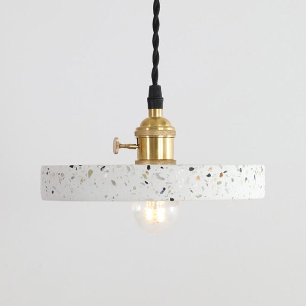 Contemporary Nordic Terrazzo Brass Round Cylinder Conic 1-Light Pendant Light For Dining Room - Image 17