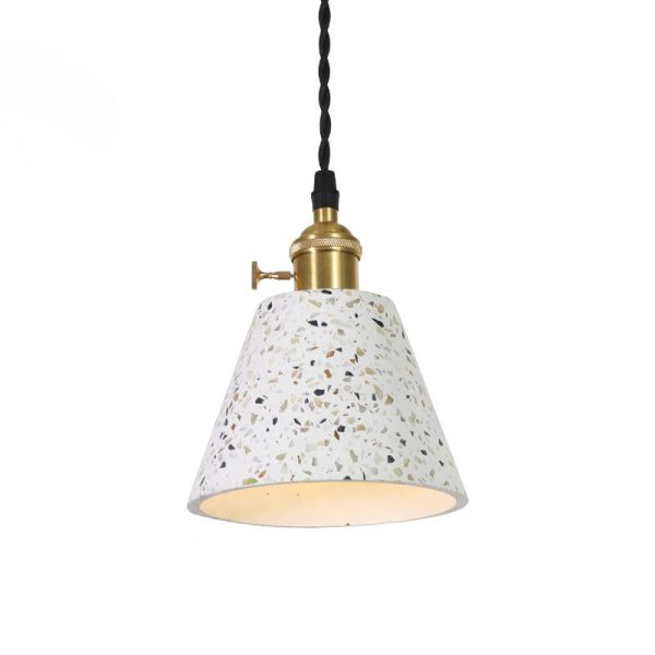Contemporary Nordic Terrazzo Brass Round Cylinder Conic 1-Light Pendant Light For Dining Room - Image 24
