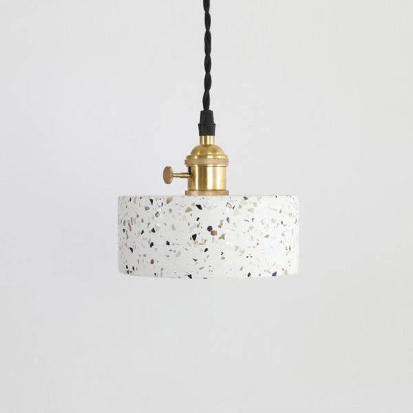 Contemporary Nordic Terrazzo Brass Round Cylinder Conic 1-Light Pendant Light For Dining Room - Image 18