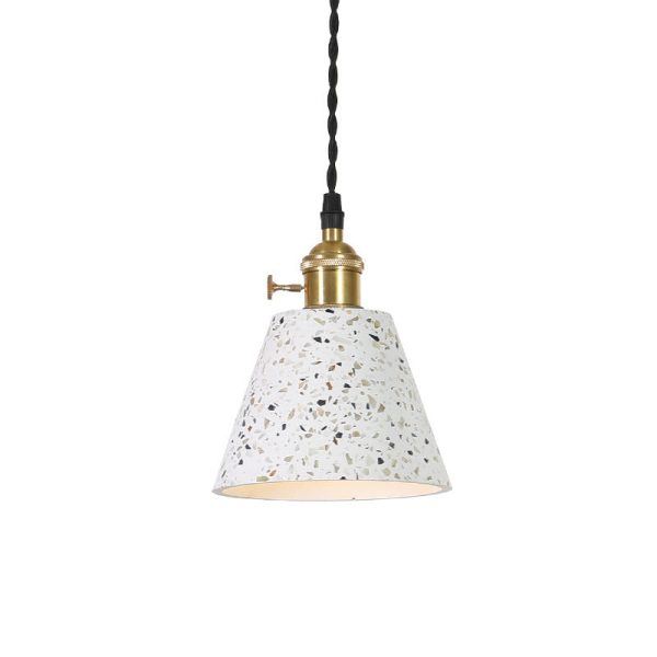 Contemporary Nordic Terrazzo Brass Round Cylinder Conic 1-Light Pendant Light For Dining Room - Image 29