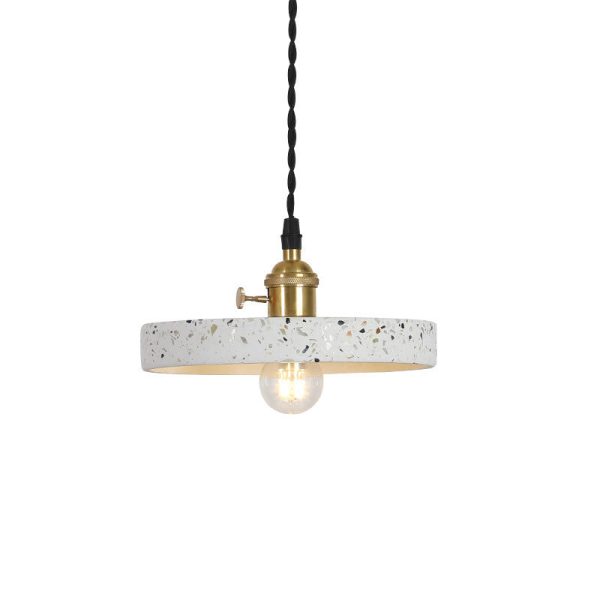 Contemporary Nordic Terrazzo Brass Round Cylinder Conic 1-Light Pendant Light For Dining Room - Image 26