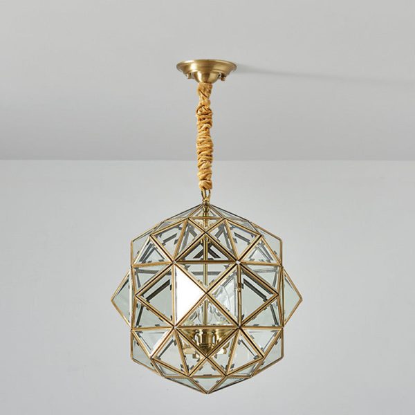 Modern Mid-century Waterproof Copper Glass Cage Rhombic Cylinder 1/3/4 Light Chandeliers For Outdoor Patio - Image 33