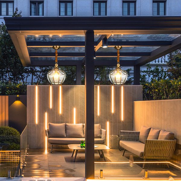 Modern Mid-century Waterproof Copper Glass Cage Rhombic Cylinder 1/3/4 Light Chandeliers For Outdoor Patio - Image 23