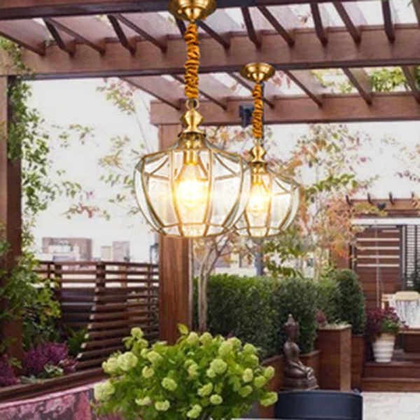 Modern Mid-century Waterproof Copper Glass Cage Rhombic Cylinder 1/3/4 Light Chandeliers For Outdoor Patio - Image 22