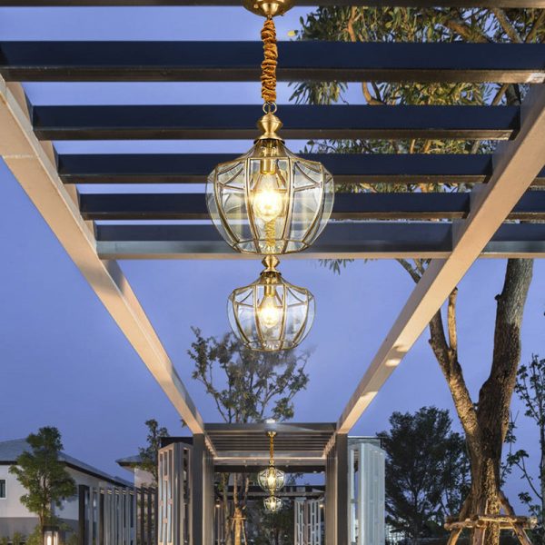 Modern Mid-century Waterproof Copper Glass Cage Rhombic Cylinder 1/3/4 Light Chandeliers For Outdoor Patio - Image 27