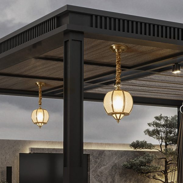 Modern Mid-century Waterproof Copper Glass Cage Rhombic Cylinder 1/3/4 Light Chandeliers For Outdoor Patio - Image 4