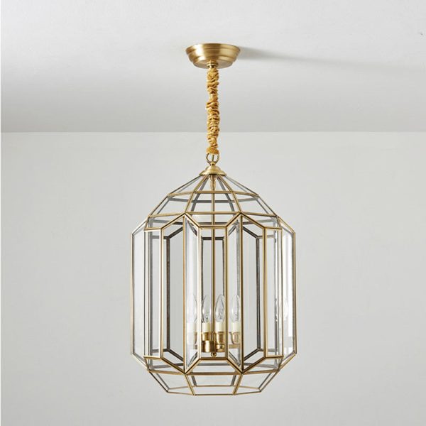 Modern Mid-century Waterproof Copper Glass Cage Rhombic Cylinder 1/3/4 Light Chandeliers For Outdoor Patio - Image 38