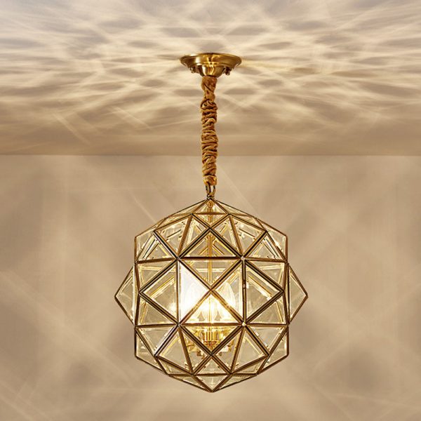 Modern Mid-century Waterproof Copper Glass Cage Rhombic Cylinder 1/3/4 Light Chandeliers For Outdoor Patio - Image 39