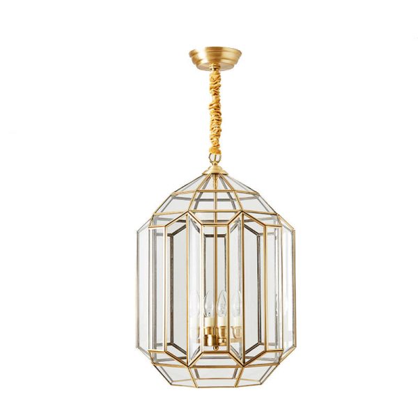 Modern Mid-century Waterproof Copper Glass Cage Rhombic Cylinder 1/3/4 Light Chandeliers For Outdoor Patio - Image 43