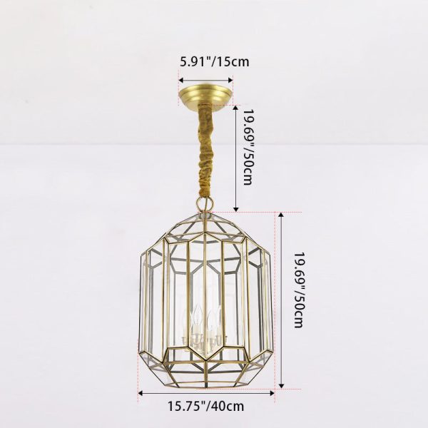 Modern Mid-century Waterproof Copper Glass Cage Rhombic Cylinder 1/3/4 Light Chandeliers For Outdoor Patio - Image 11