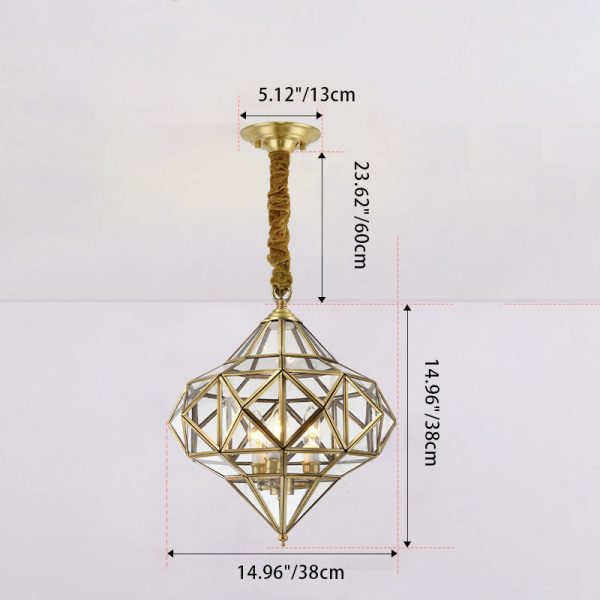 Modern Mid-century Waterproof Copper Glass Cage Rhombic Cylinder 1/3/4 Light Chandeliers For Outdoor Patio - Image 14