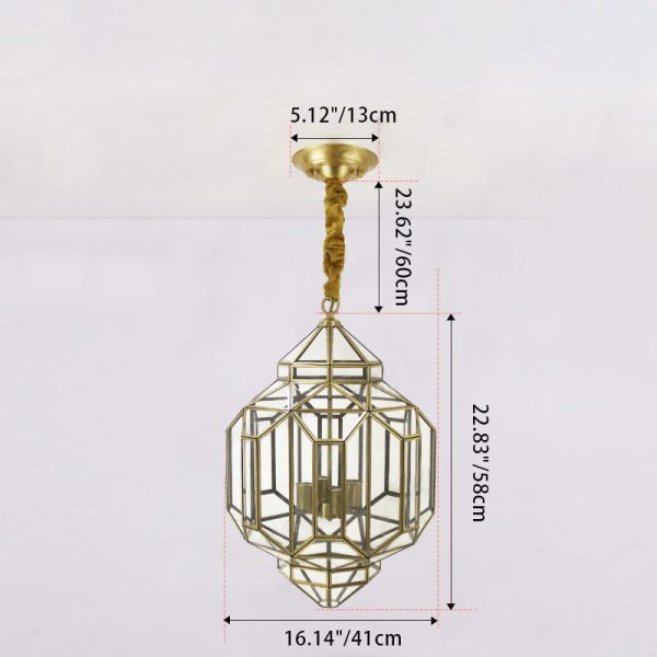 Modern Mid-century Waterproof Copper Glass Cage Rhombic Cylinder 1/3/4 Light Chandeliers For Outdoor Patio - Image 15