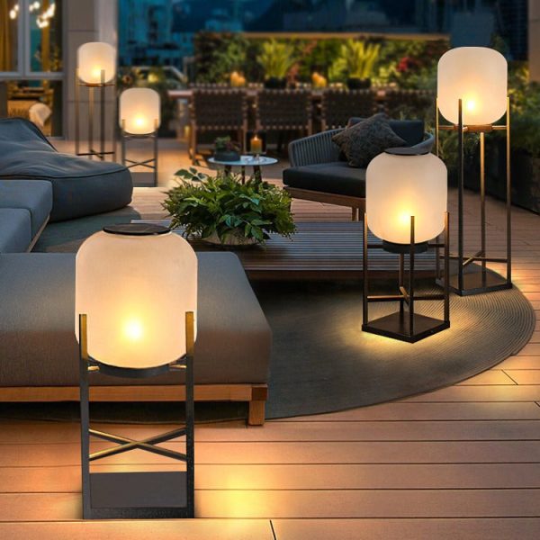 Modern Simplicity Solar Waterproof Cylinder Stainless Steel Acrylic LED Standing Floor Lamp For Outdoor Patio - Image 8