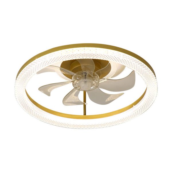 Modern Luxury Iron Crystal Stainless Steel ABS Round LED Semi-Flush Mount Ceiling Fan Light Living Room - Image 12