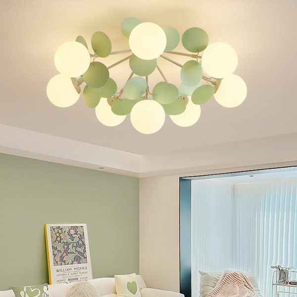 Contemporary Nordic Iron Glass PVC Ball Round Pieces 4/6/8/9/12 Light Semi-Flush Mount Ceiling Light For Bedroom - Image 2