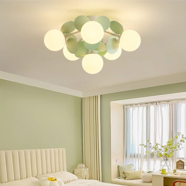 Contemporary Nordic Iron Glass PVC Ball Round Pieces 4/6/8/9/12 Light Semi-Flush Mount Ceiling Light For Bedroom - Image 3
