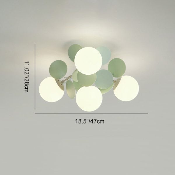 Contemporary Nordic Iron Glass PVC Ball Round Pieces 4/6/8/9/12 Light Semi-Flush Mount Ceiling Light For Bedroom - Image 5