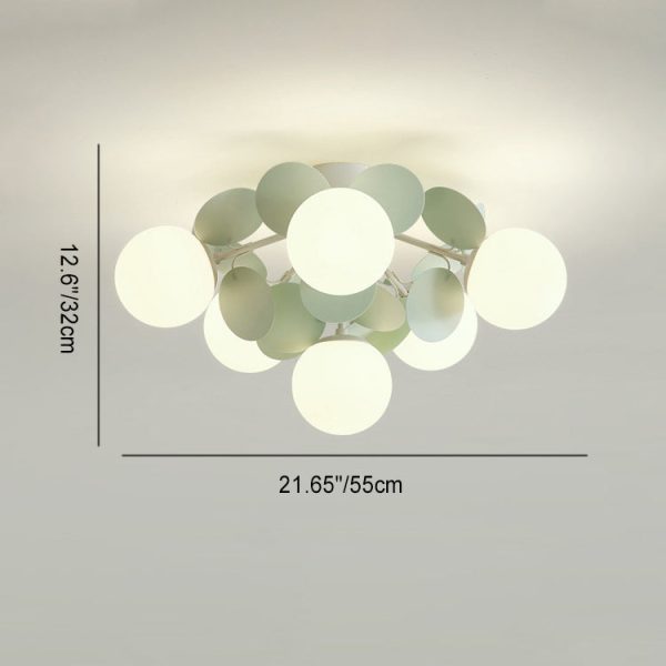 Contemporary Nordic Iron Glass PVC Ball Round Pieces 4/6/8/9/12 Light Semi-Flush Mount Ceiling Light For Bedroom - Image 6