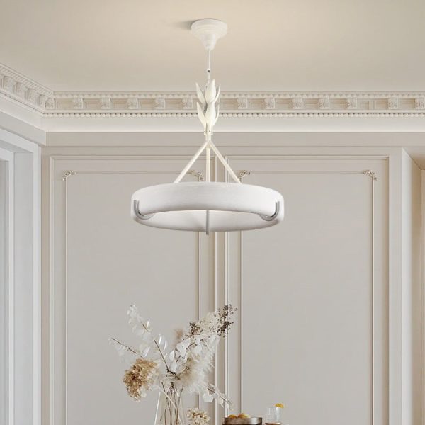 Traditional French Metal Resin Round Carved Floral LED Chandeliers For Living Room - Image 3