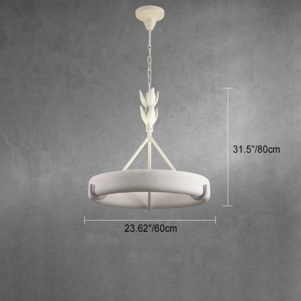 Traditional French Metal Resin Round Carved Floral LED Chandeliers For Living Room - Image 6