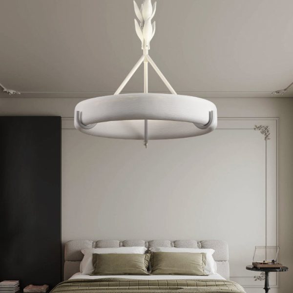 Traditional French Metal Resin Round Carved Floral LED Chandeliers For Living Room - Image 2