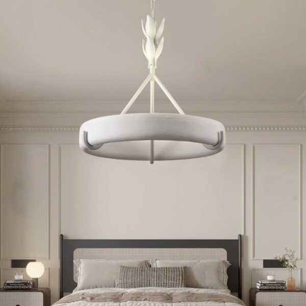 Traditional French Metal Resin Round Carved Floral LED Chandeliers For Living Room - Image 4