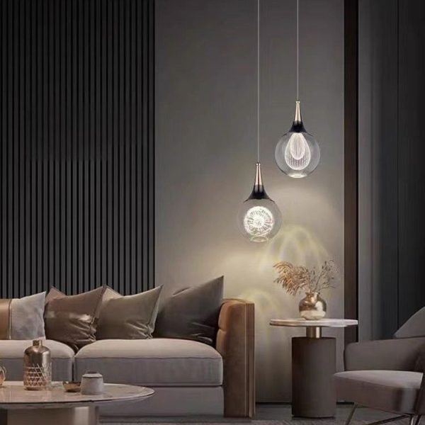 Contemporary Creative Aluminum Crystal Ball Deer Jellyfish Earth LED Pendant Light For Bedside - Image 2