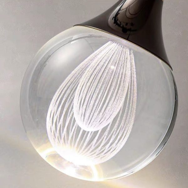 Contemporary Creative Aluminum Crystal Ball Deer Jellyfish Earth LED Pendant Light For Bedside - Image 7
