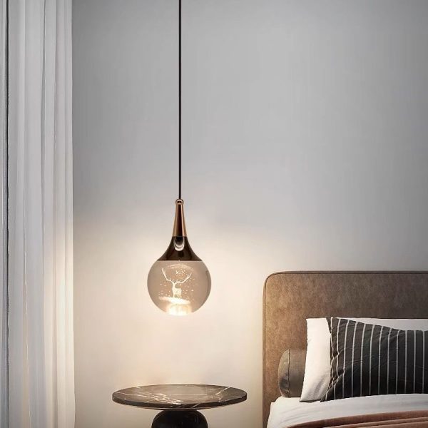 Contemporary Creative Aluminum Crystal Ball Deer Jellyfish Earth LED Pendant Light For Bedside - Image 4