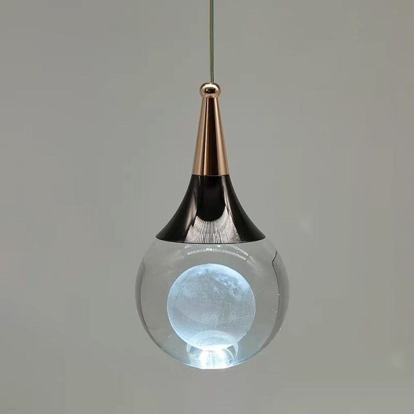 Contemporary Creative Aluminum Crystal Ball Deer Jellyfish Earth LED Pendant Light For Bedside - Image 12