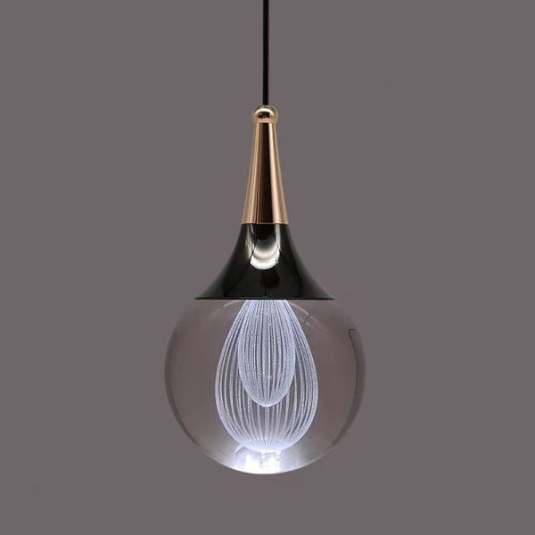 Contemporary Creative Aluminum Crystal Ball Deer Jellyfish Earth LED Pendant Light For Bedside - Image 15