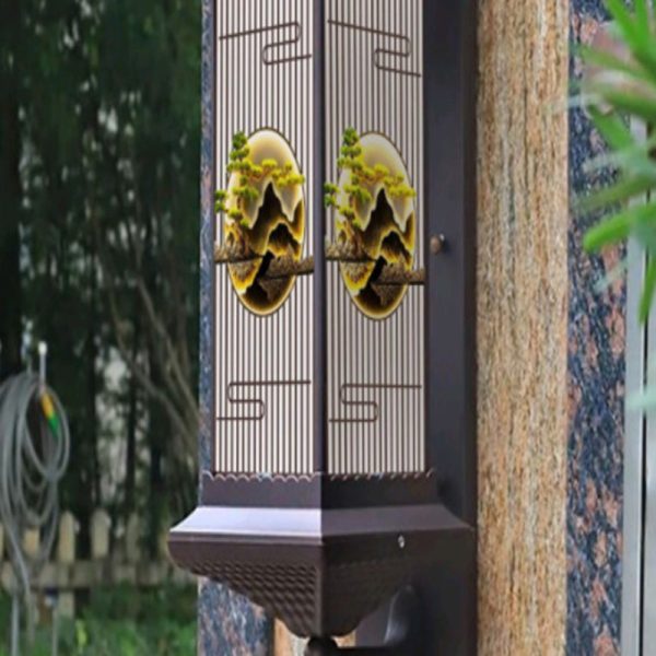 Traditional Chinese Solar Waterproof Aluminum Glass Landscape Cylinder LED Wall Sconce Lamp For Outdoor Patio - Image 10
