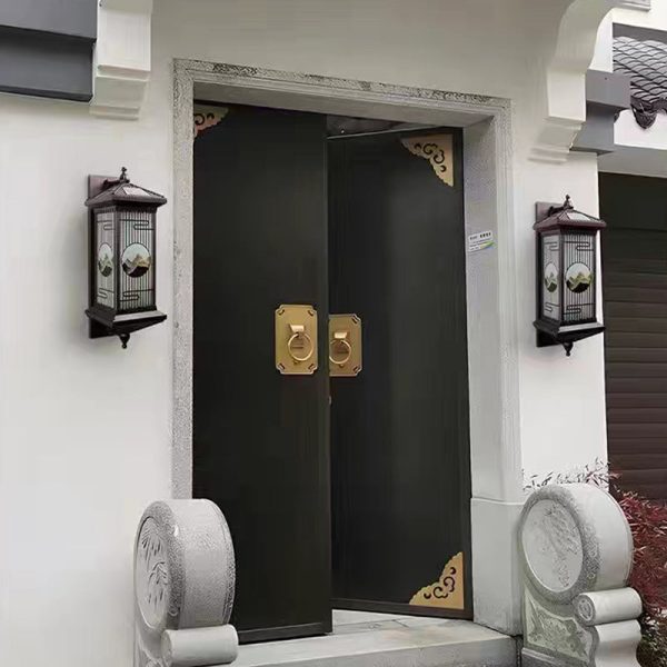 Traditional Chinese Solar Waterproof Aluminum Glass Landscape Cylinder LED Wall Sconce Lamp For Outdoor Patio - Image 21