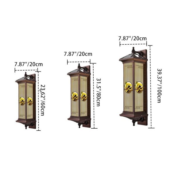 Traditional Chinese Solar Waterproof Aluminum Glass Landscape Cylinder LED Wall Sconce Lamp For Outdoor Patio - Image 6