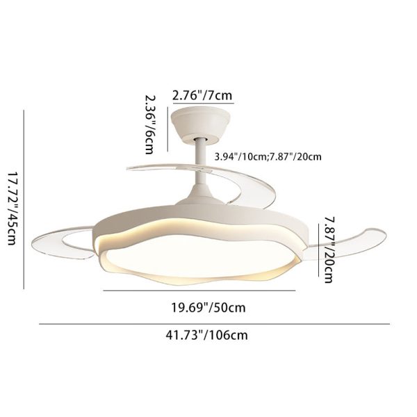 Contemporary Nordic Iron Acrylic PC Round Wave LED Semi-Flush Mount Ceiling Fan Light For Living Room - Image 5