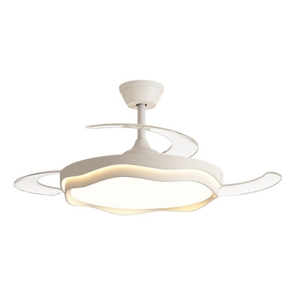 Contemporary Nordic Iron Acrylic PC Round Wave LED Semi-Flush Mount Ceiling Fan Light For Living Room - Image 13