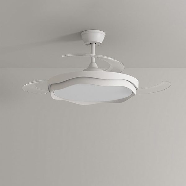 Contemporary Nordic Iron Acrylic PC Round Wave LED Semi-Flush Mount Ceiling Fan Light For Living Room - Image 12