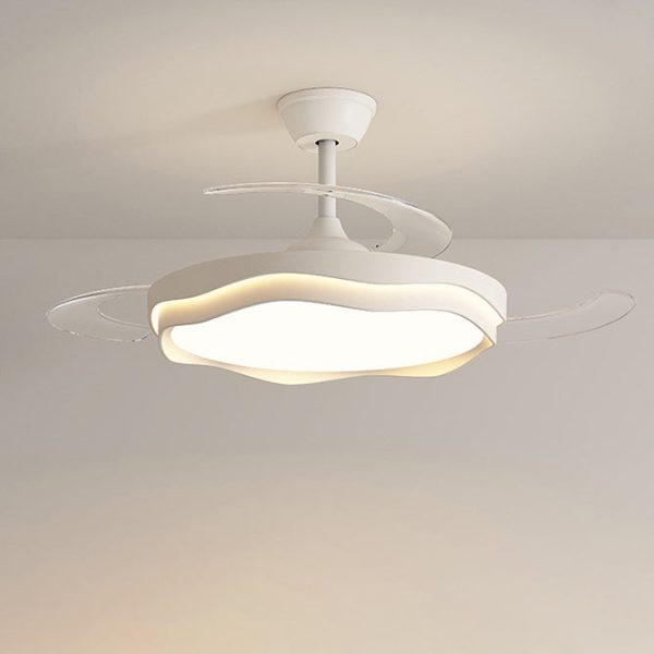 Contemporary Nordic Iron Acrylic PC Round Wave LED Semi-Flush Mount Ceiling Fan Light For Living Room - Image 10