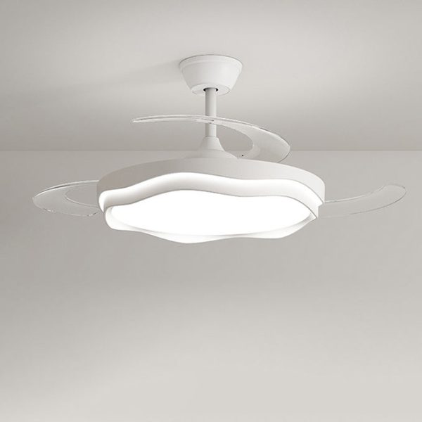 Contemporary Nordic Iron Acrylic PC Round Wave LED Semi-Flush Mount Ceiling Fan Light For Living Room - Image 11