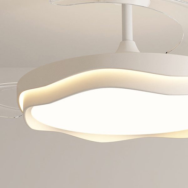 Contemporary Nordic Iron Acrylic PC Round Wave LED Semi-Flush Mount Ceiling Fan Light For Living Room - Image 8