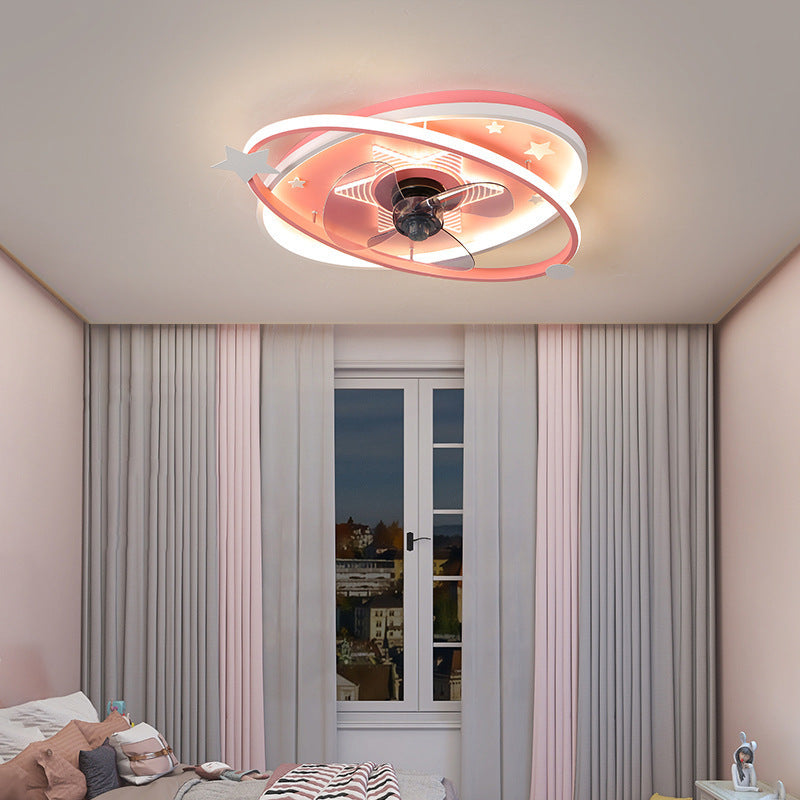 BS-Lighting-LX01495-1.jpg Contemporary Scandinavian Iron Acrylic Elliptical Star LED Flush Mount Ceiling Fan Light For Bedroom - Image 1