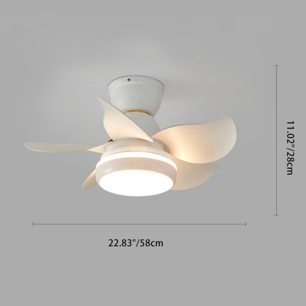 Contemporary Scandinavian Acrylic ABS Metal Round Flower LED Semi-Flush Mount Ceiling Fan Light For Living Room - Image 6