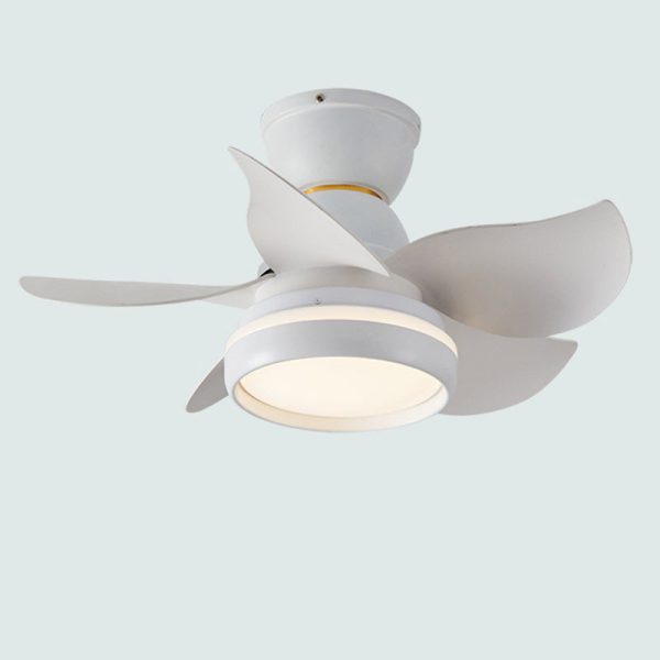 Contemporary Scandinavian Acrylic ABS Metal Round Flower LED Semi-Flush Mount Ceiling Fan Light For Living Room - Image 19