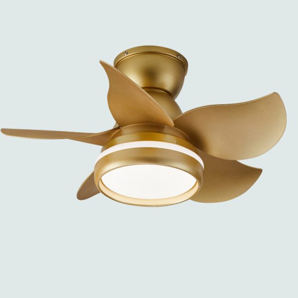 Contemporary Scandinavian Acrylic ABS Metal Round Flower LED Semi-Flush Mount Ceiling Fan Light For Living Room - Image 21