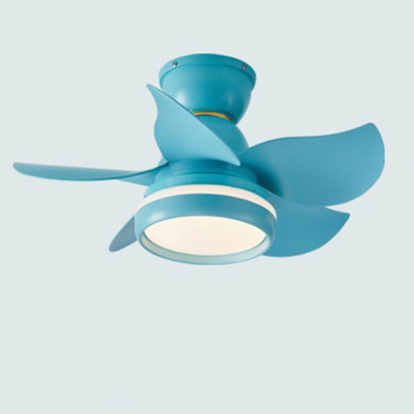 Contemporary Scandinavian Acrylic ABS Metal Round Flower LED Semi-Flush Mount Ceiling Fan Light For Living Room - Image 22