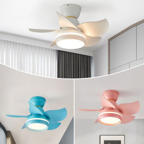 Contemporary Scandinavian Acrylic ABS Metal Round Flower LED Semi-Flush Mount Ceiling Fan Light For Living Room - Image 12