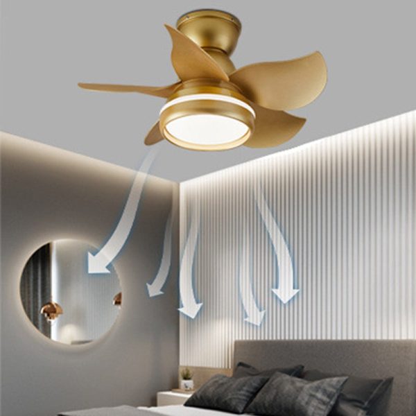Contemporary Scandinavian Acrylic ABS Metal Round Flower LED Semi-Flush Mount Ceiling Fan Light For Living Room - Image 14