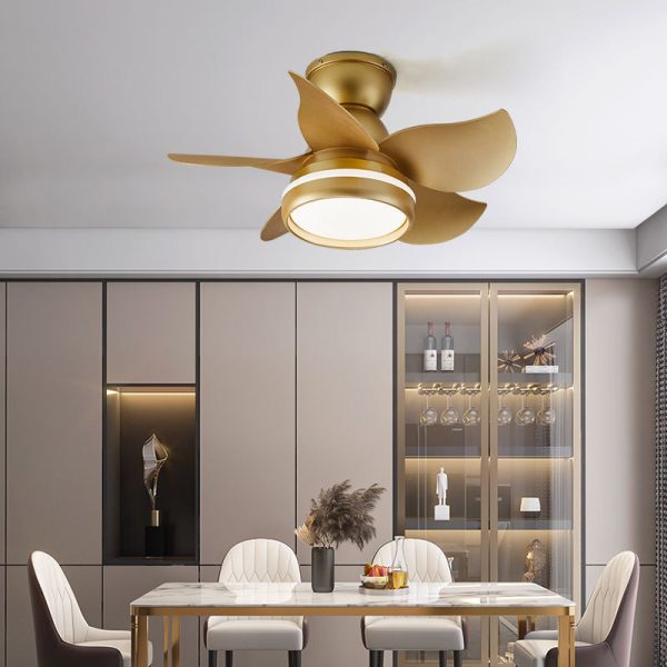 Contemporary Scandinavian Acrylic ABS Metal Round Flower LED Semi-Flush Mount Ceiling Fan Light For Living Room - Image 5