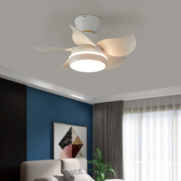 Contemporary Scandinavian Acrylic ABS Metal Round Flower LED Semi-Flush Mount Ceiling Fan Light For Living Room - Image 16