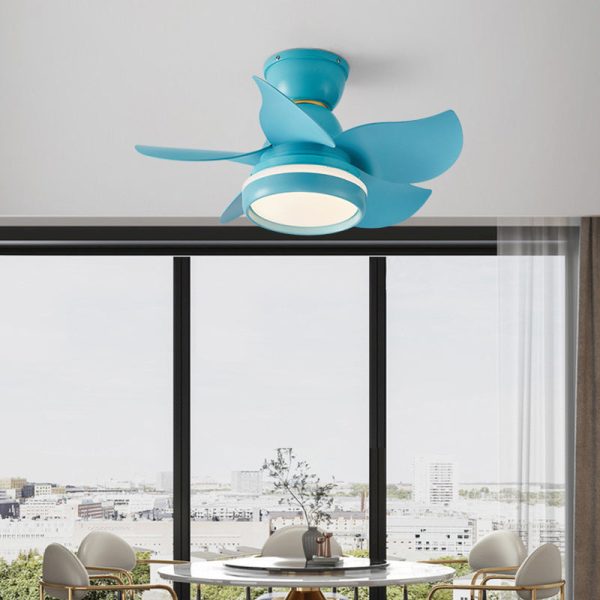 Contemporary Scandinavian Acrylic ABS Metal Round Flower LED Semi-Flush Mount Ceiling Fan Light For Living Room - Image 17